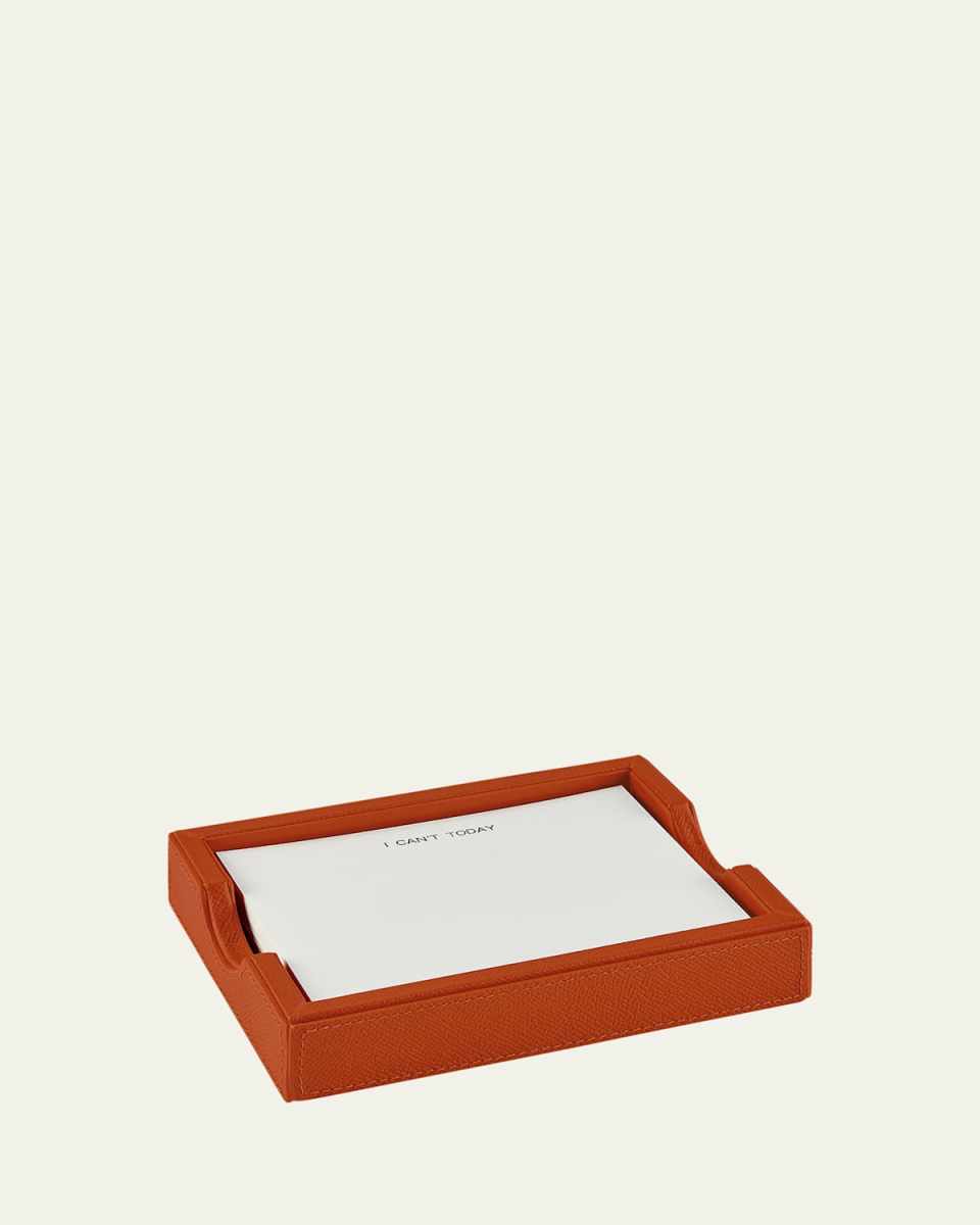 Leather Memo Tray with 100 "I Can't Today" Note Cards